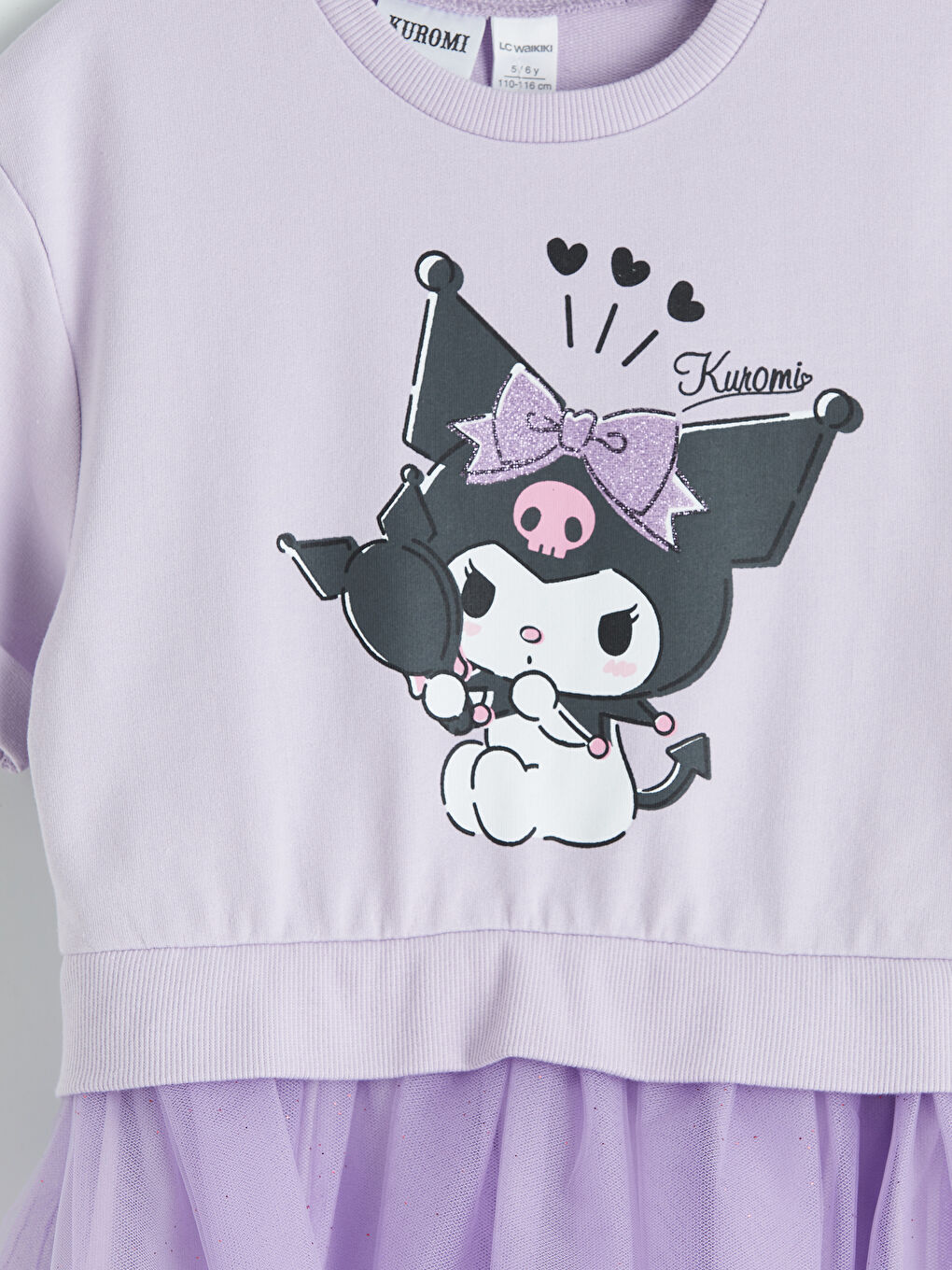 Lila Kuromi Baskılı Kız Çocuk Tütü Elbise-2