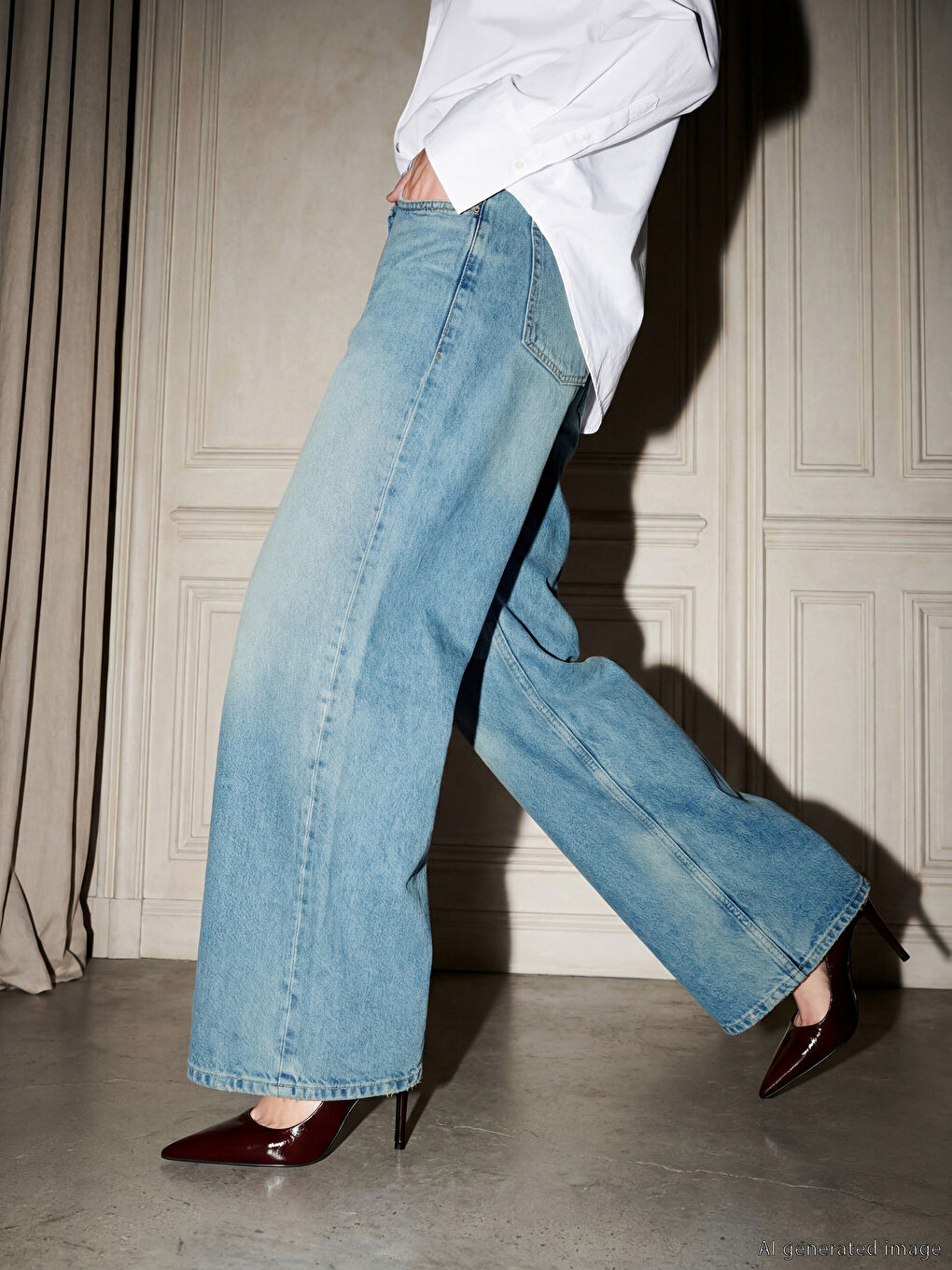 İndigo Wideleg Kadın Jean Pantolon-1