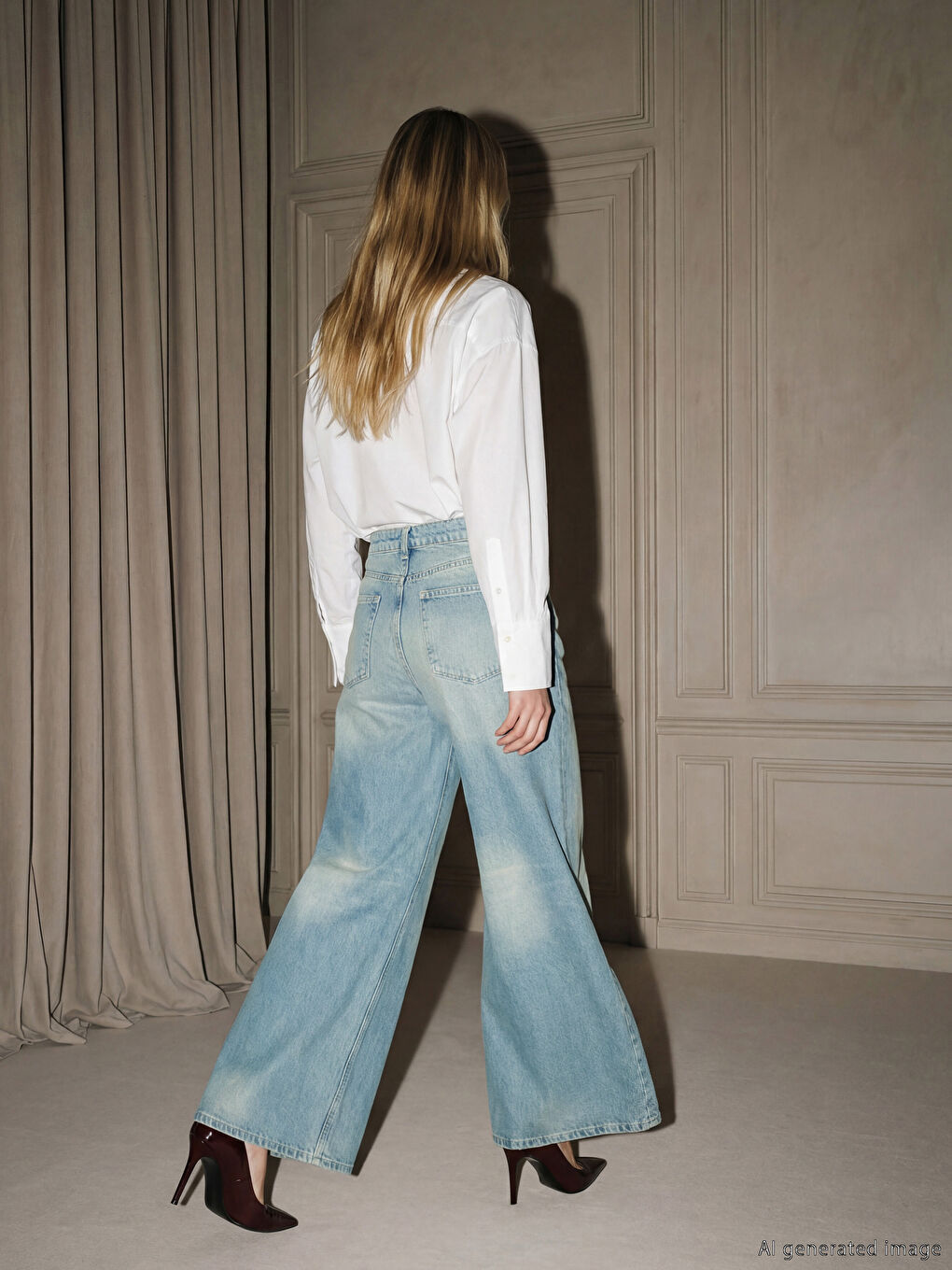 İndigo Wideleg Kadın Jean Pantolon-2