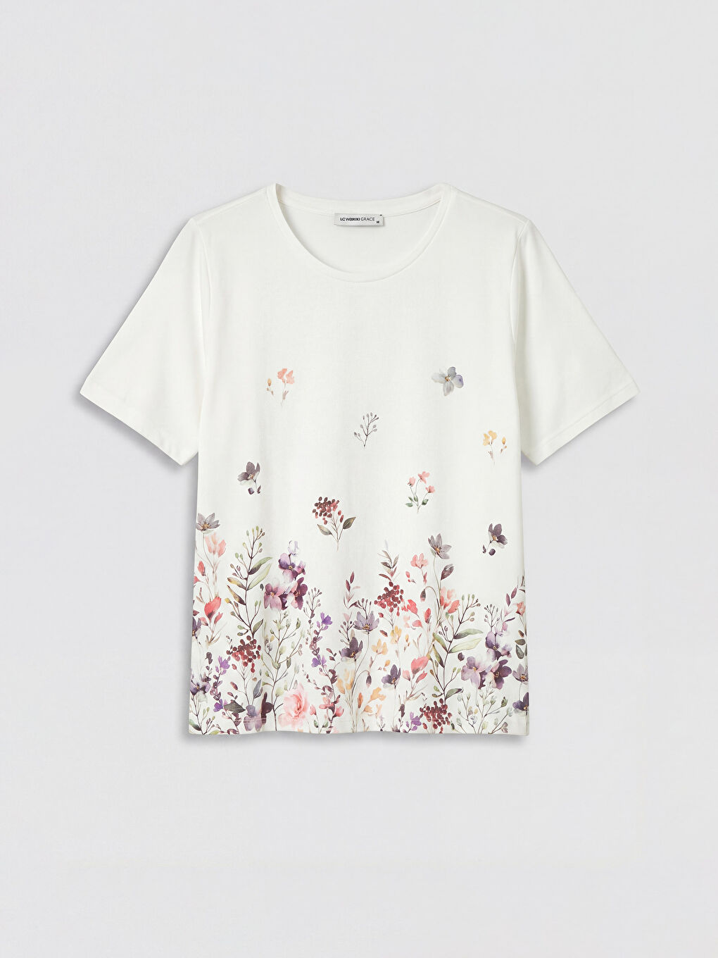 Ekru Bisiklet Yaka Çiçekli Bluz