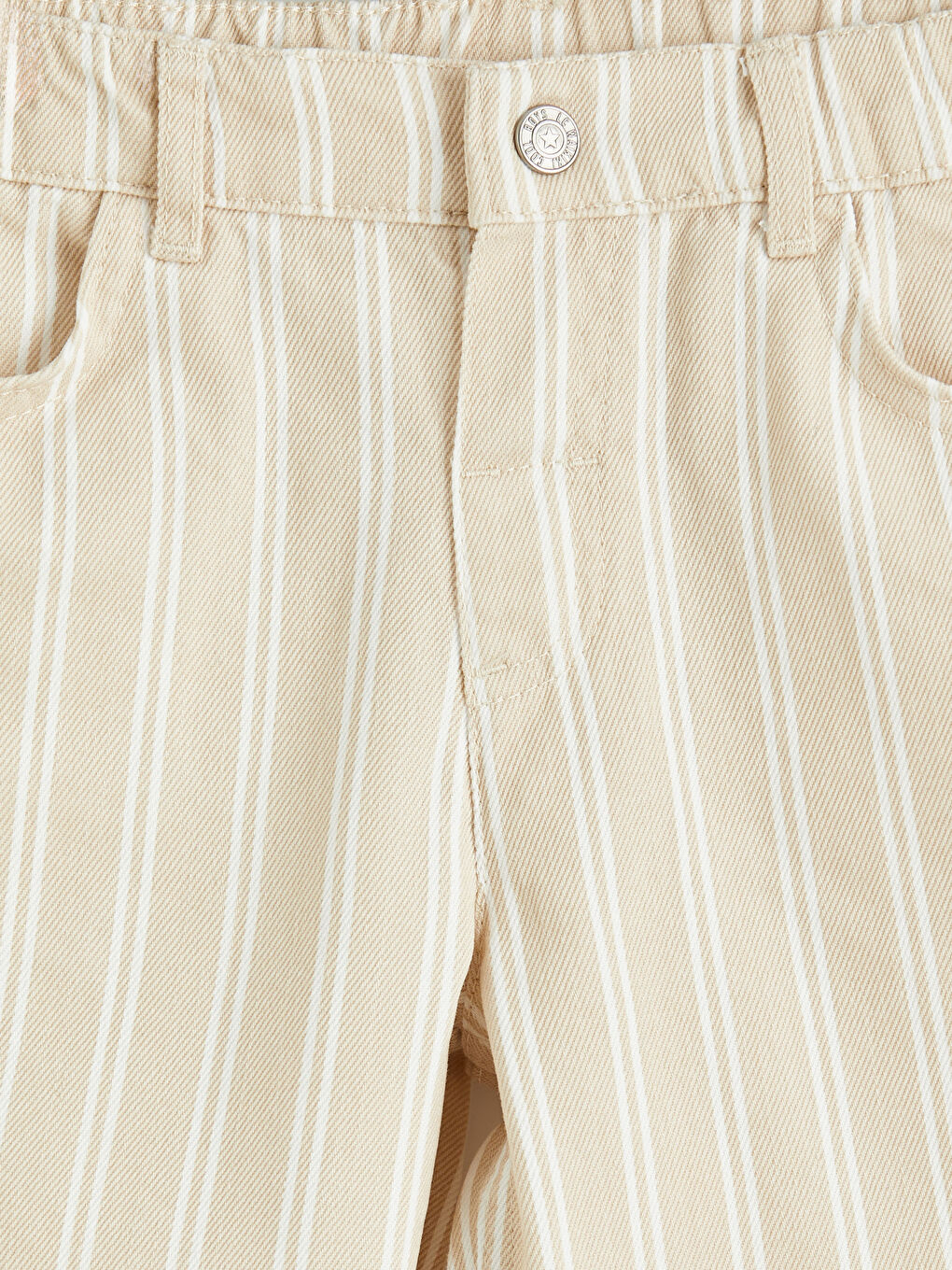 Bej Baggy Fit Çizgili Erkek Çocuk Gabardin Pantolon-2