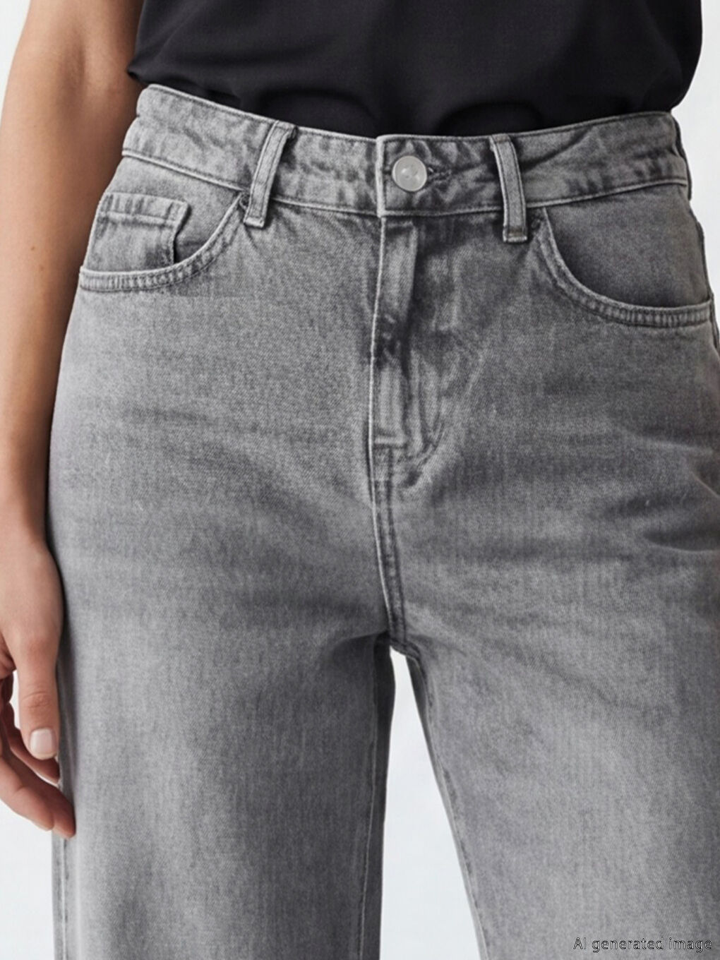 High Waisted Wide Leg Women's Jeans-2