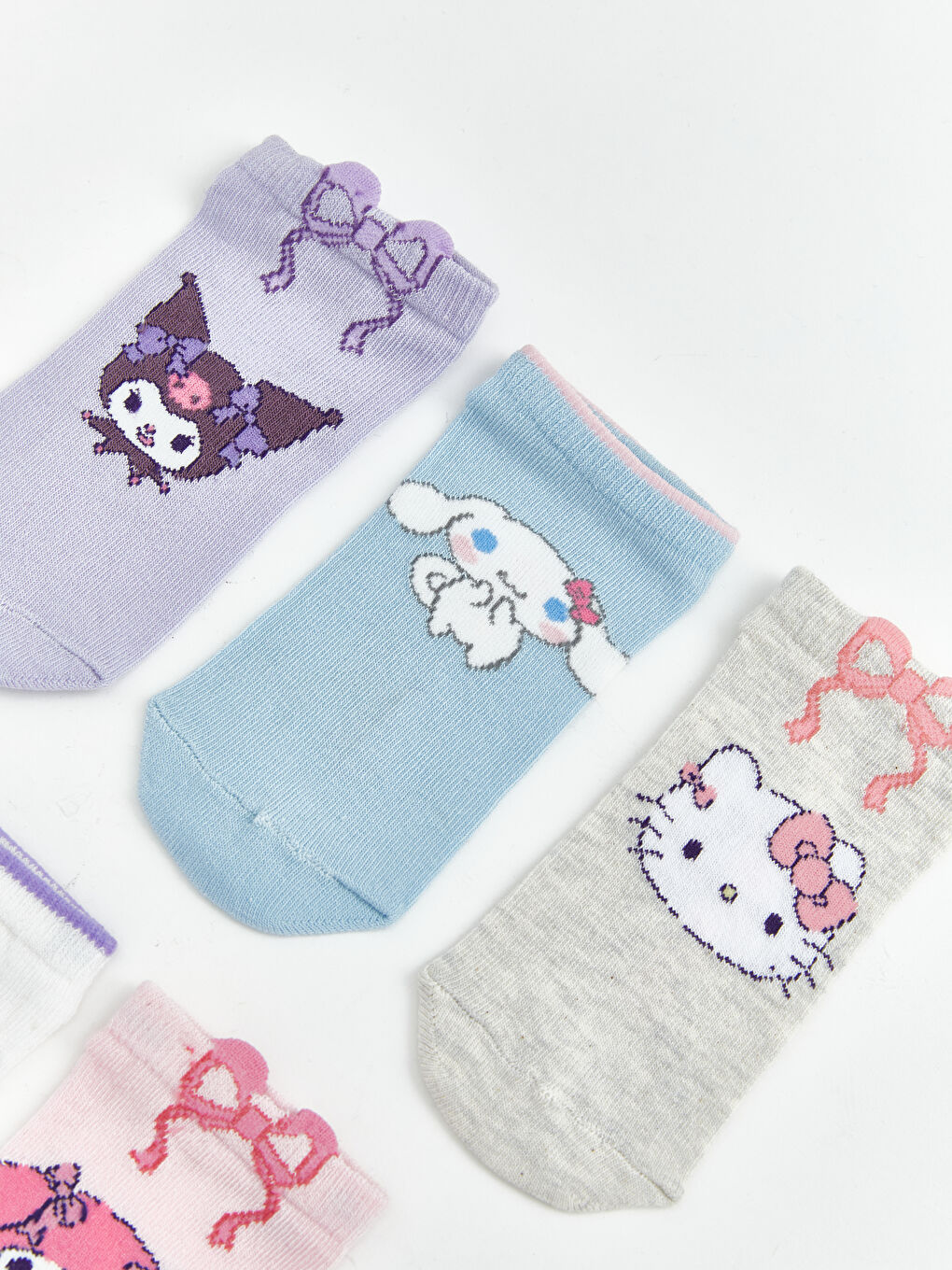 Lila Hello Kitty Desenli Kız Çocuk Patik Çorap 5'li-1