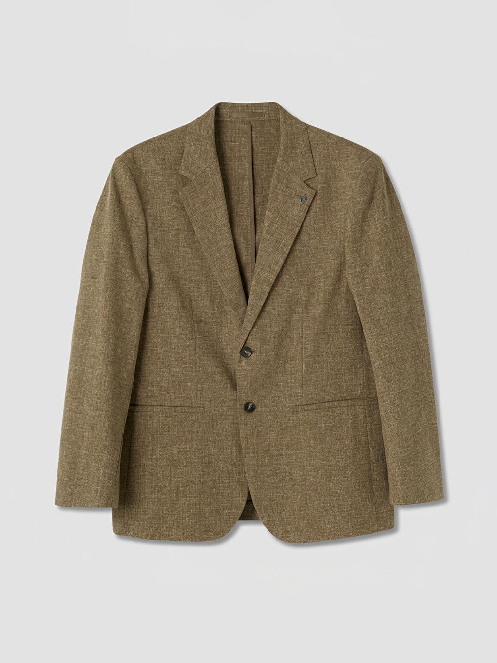 Kahverengi Regular Fit Keten Karışımlı Erkek Blazer Ceket