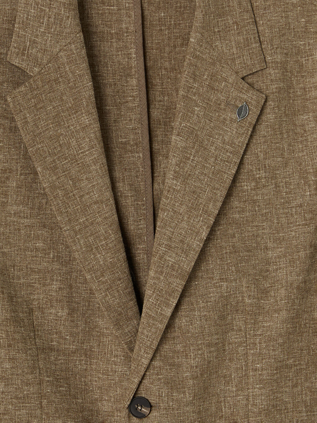 Kahverengi Regular Fit Keten Karışımlı Erkek Blazer Ceket-2