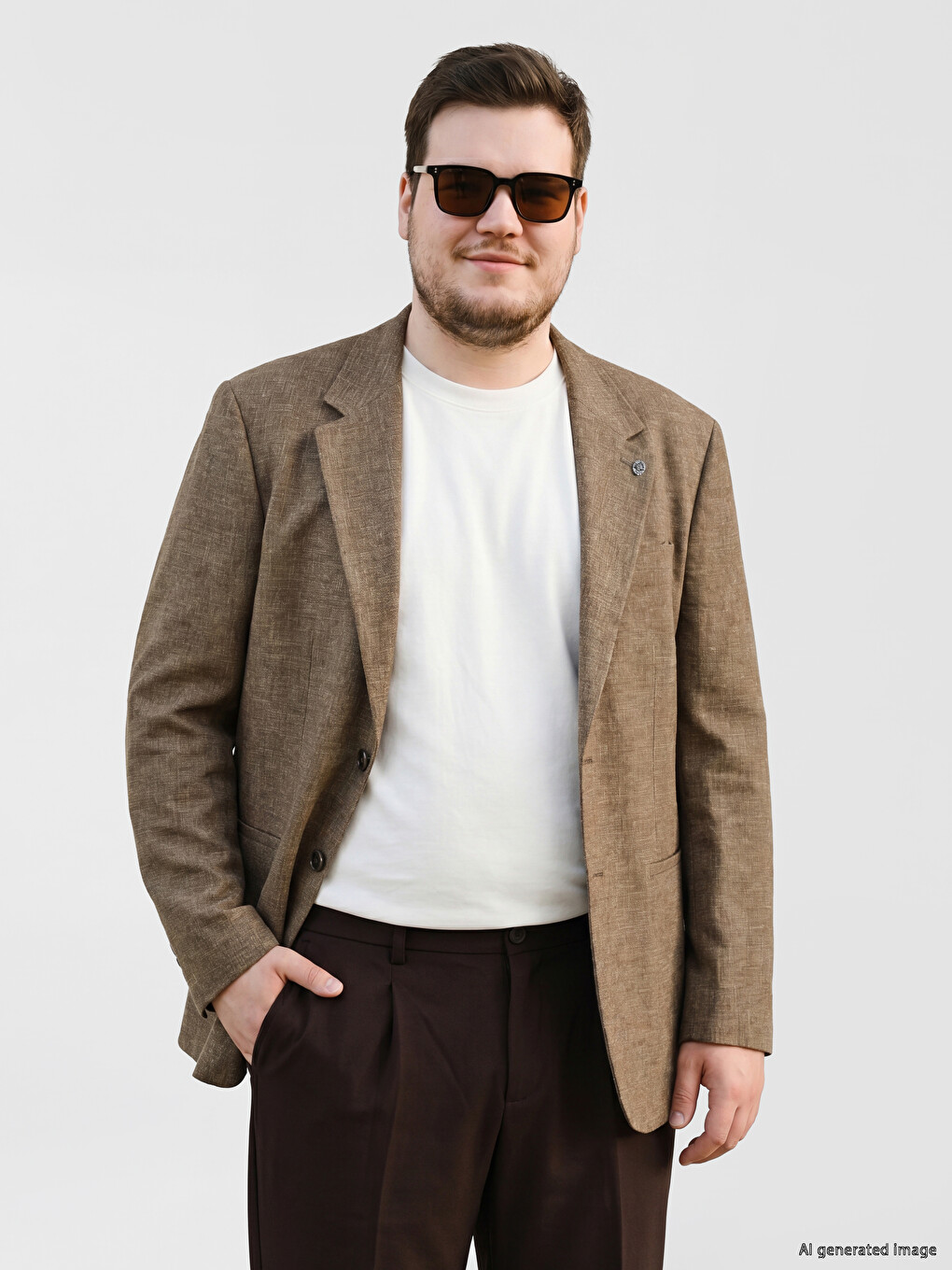 Regular Fit Linen Blend Men's Blazer Jacket