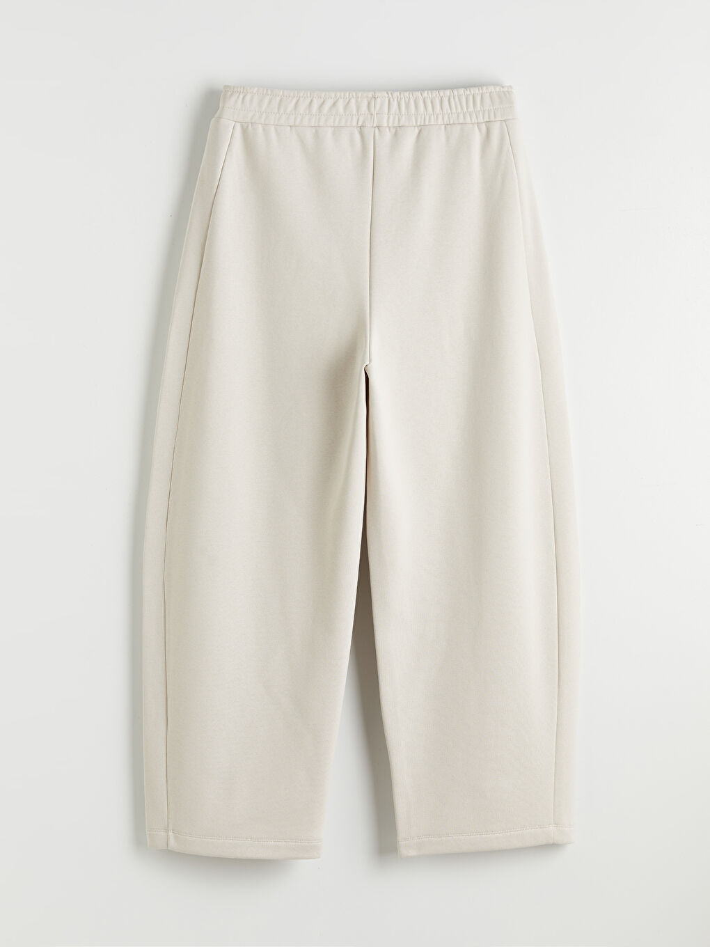 Bej Beli Lastikli Kadın Eşofman Altı-1