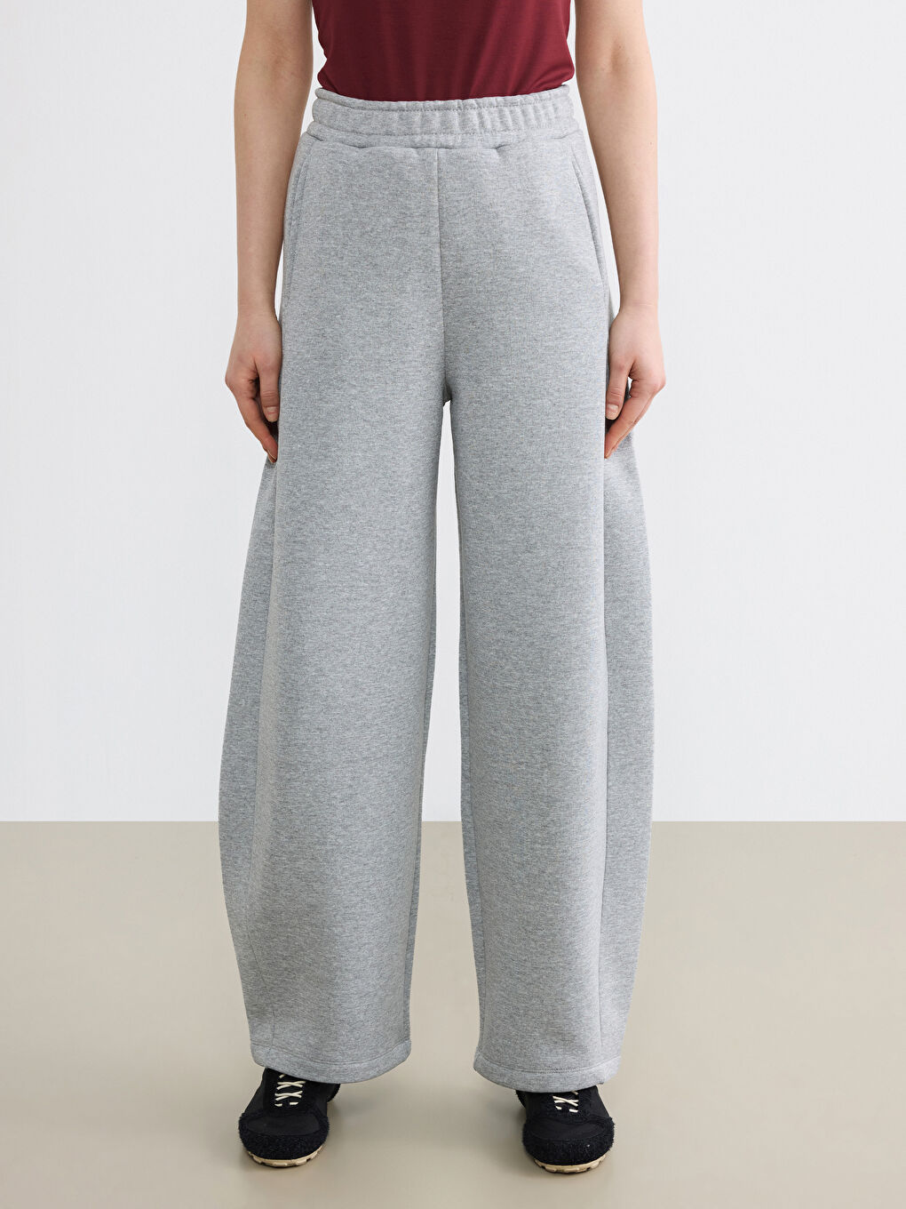 Gri Beli Lastikli Kadın Eşofman Altı-2