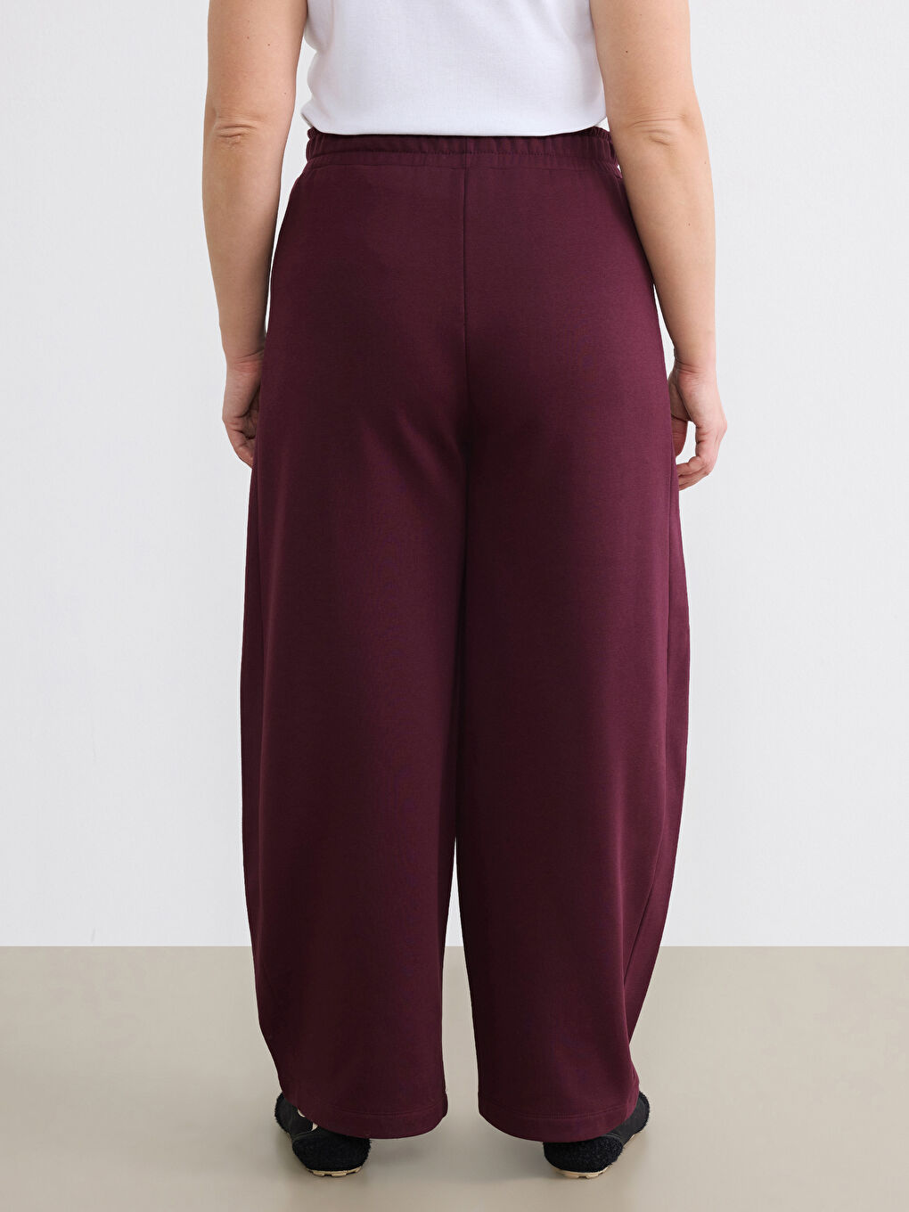 Bordo Beli Lastikli Kadın Eşofman Altı-7