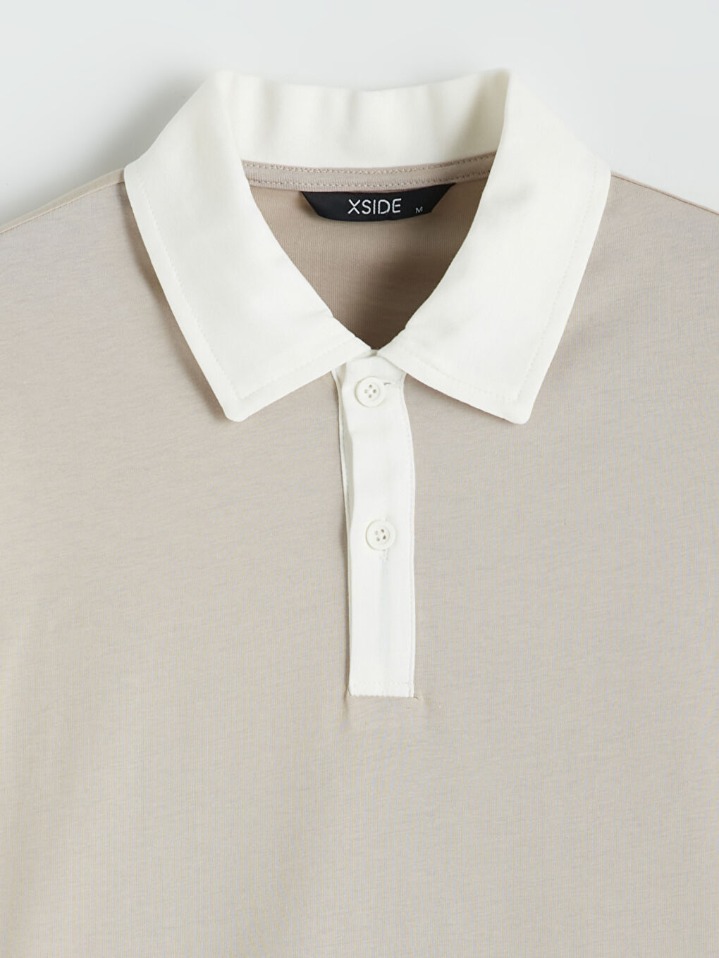 Bej Polo Yaka Penye Erkek Tişört-1