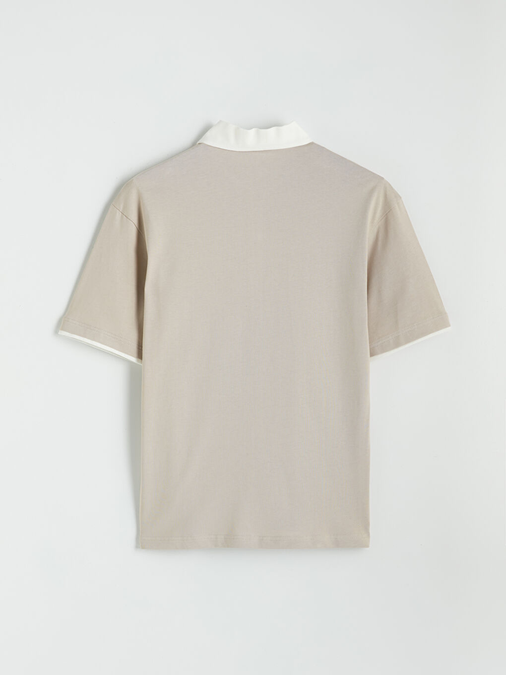 Bej Polo Yaka Penye Erkek Tişört-2