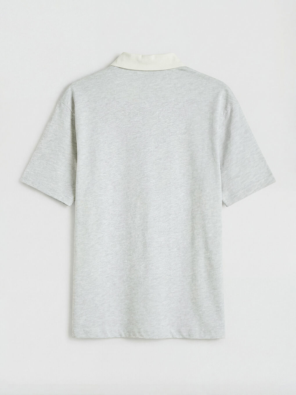 Gri Polo Yaka Penye Erkek Tişört-1