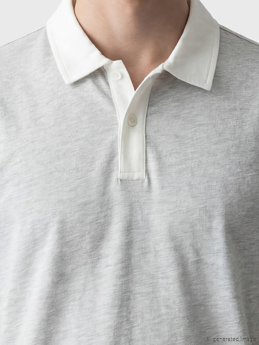 Gri Polo Yaka Penye Erkek Tişört-2