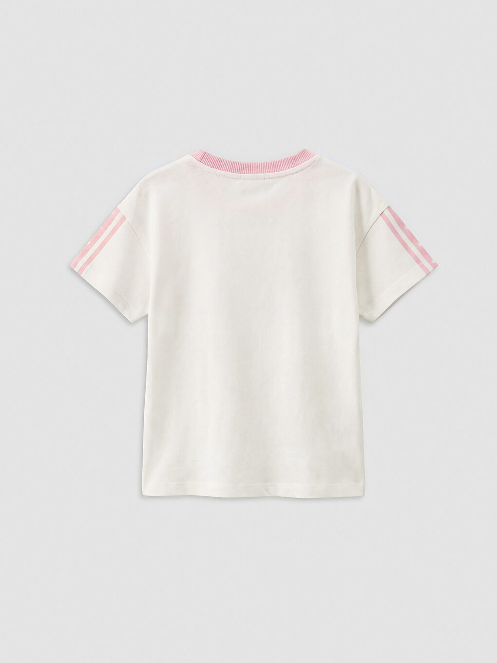 Ekru Bisiklet Yaka Baskılı Kız Çocuk Tişört 2'li-6