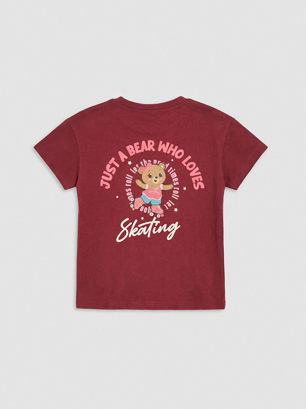 Ekru Bisiklet Yaka Baskılı Kız Çocuk Tişört 2'li-7