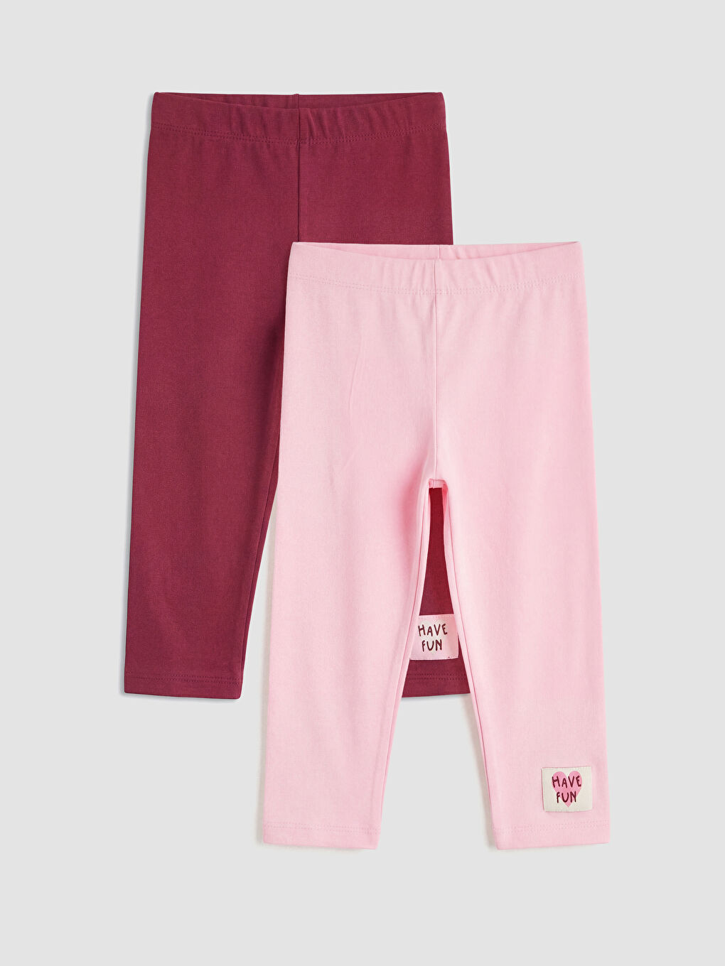 Bordo Beli Lastikli Kız Çocuk Tayt 2'li