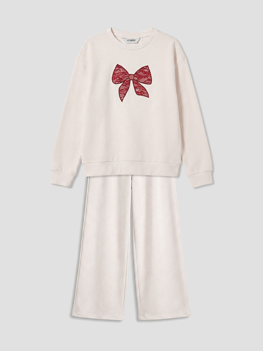 Pembe Nakışlı Kız Çocuk Sweatshirt ve Eşofman Altı