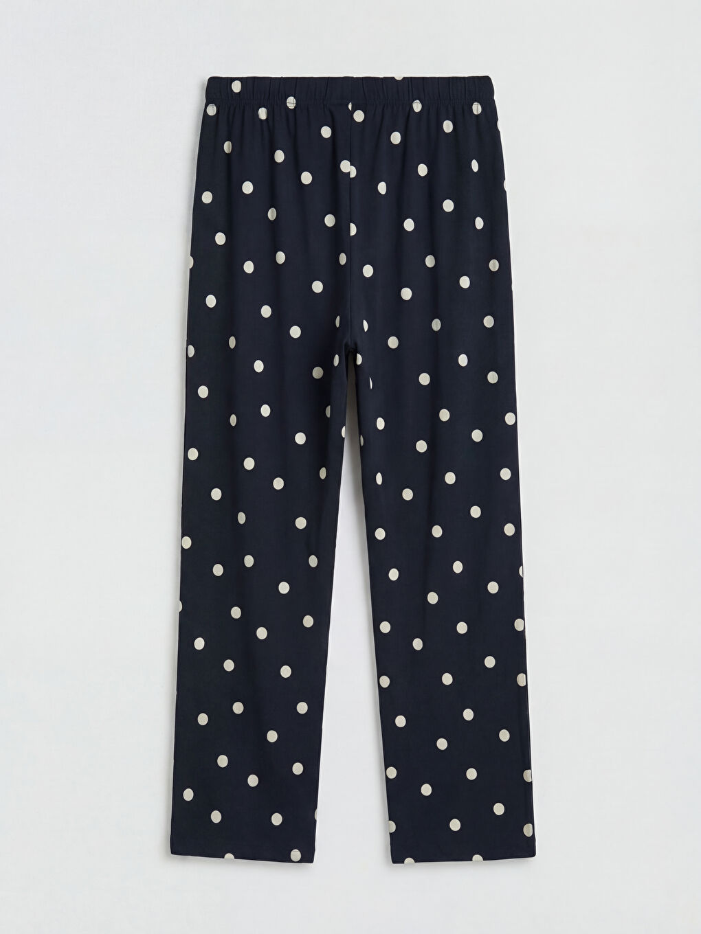 Siyah Beli Lastikli Puantiyeli Kadın Pijama Altı-5