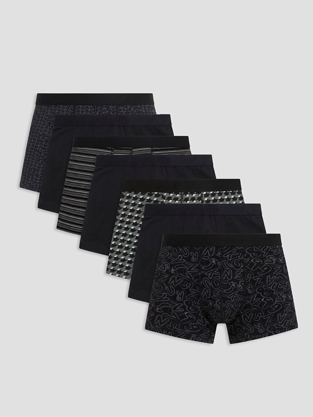 Siyah Pamuklu Esnek Erkek Boxer 7'li