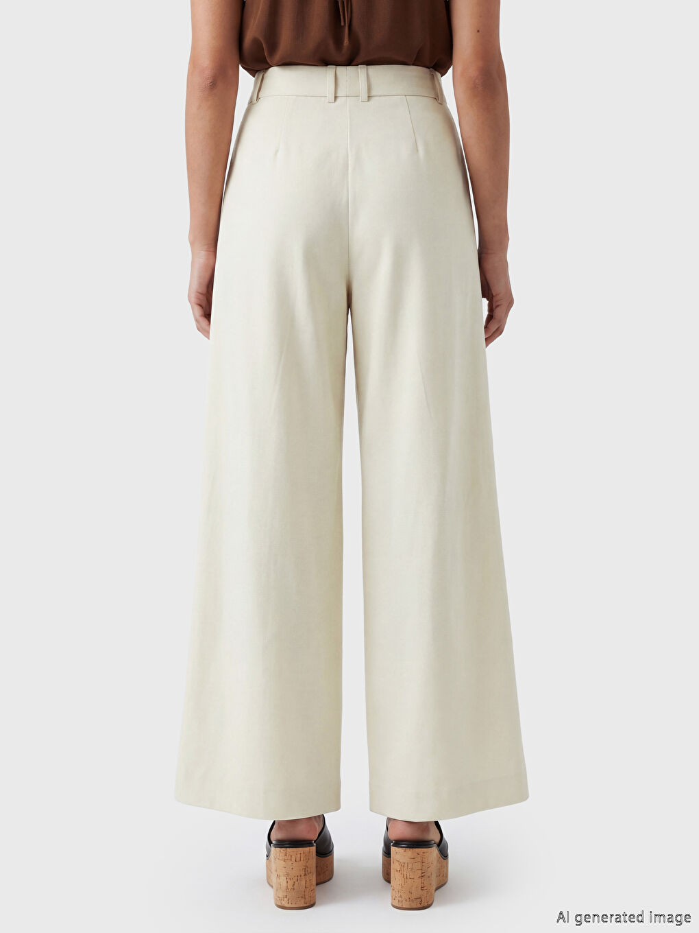 Bej Regular Fit Kadın Pileli Pantolon Etek-3