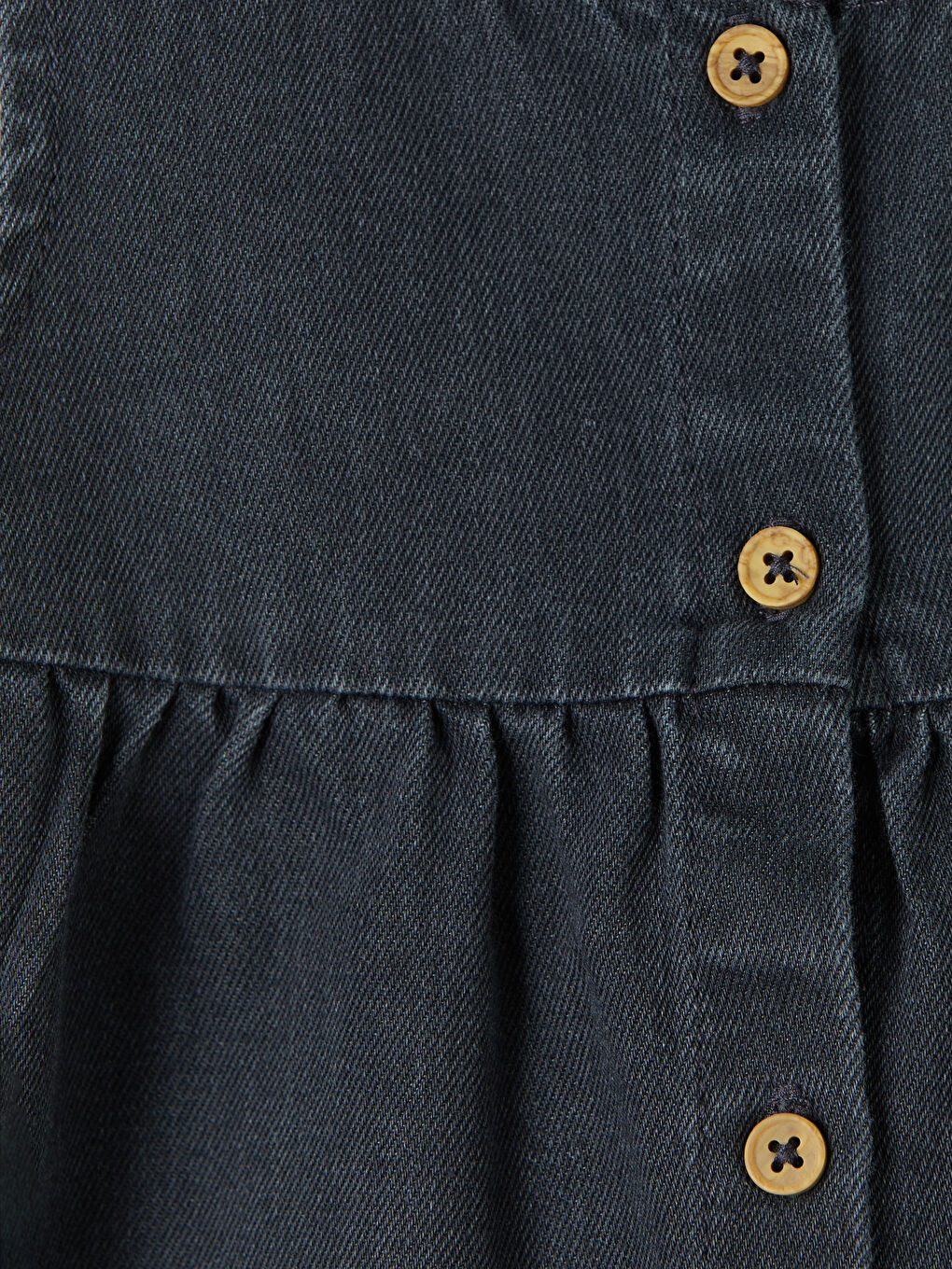 Antrasit Fiyonk Detaylı Kız Bebek Jean Elbise-2