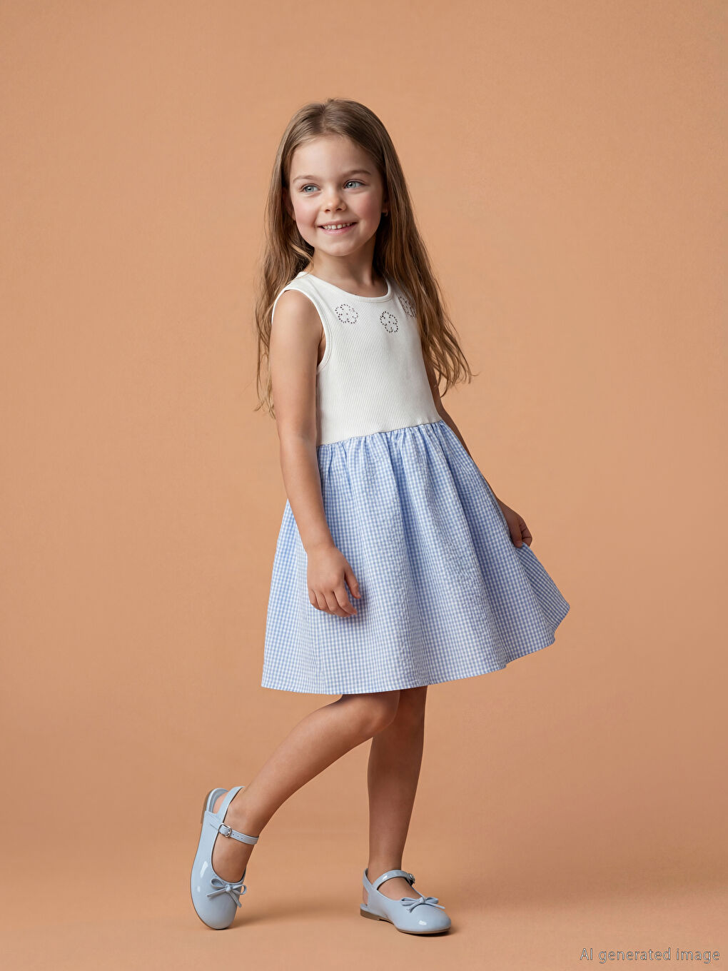 Mavi Bisiklet Yaka Kız Çocuk Elbise	-1