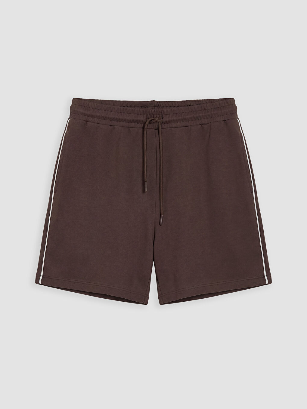 Kahverengi Şeritli Soft Touch Kadın Şort