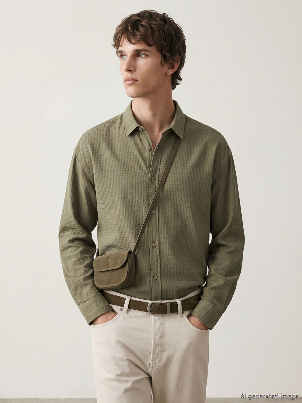 Haki Regular Fit Erkek Gömlek