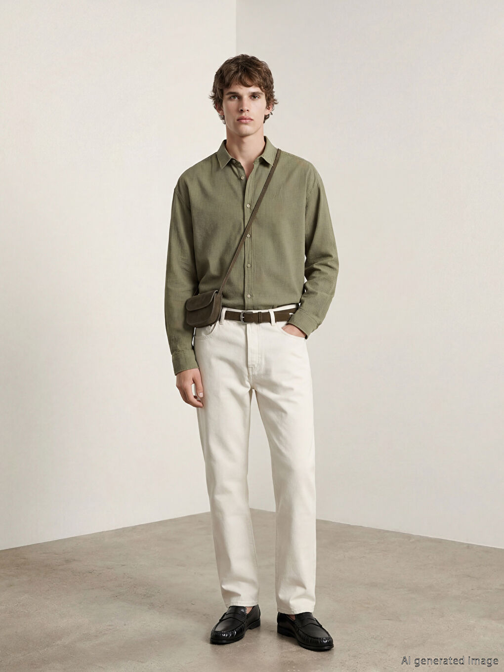 Haki Regular Fit Erkek Gömlek-1