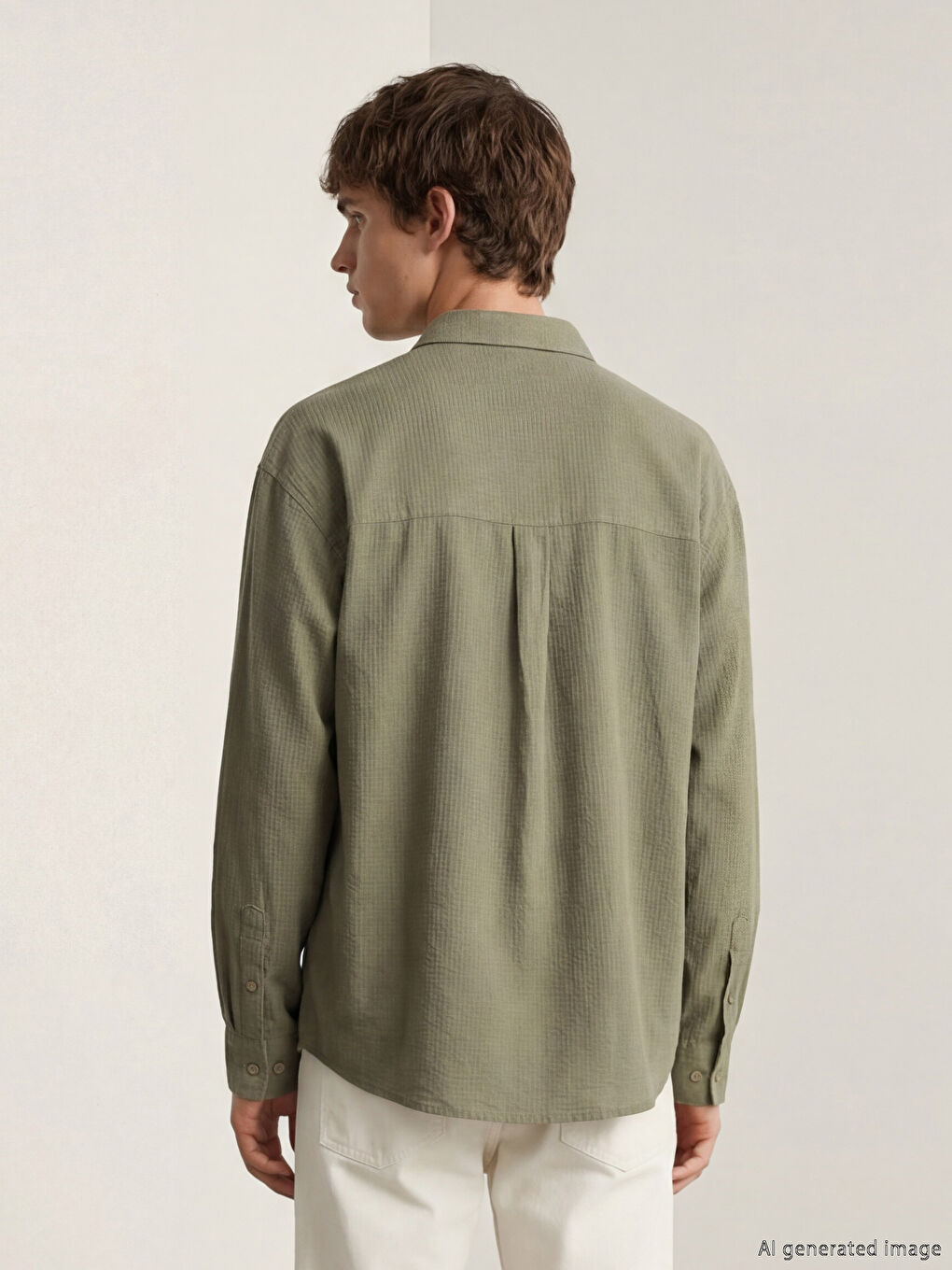 Haki Regular Fit Erkek Gömlek-2