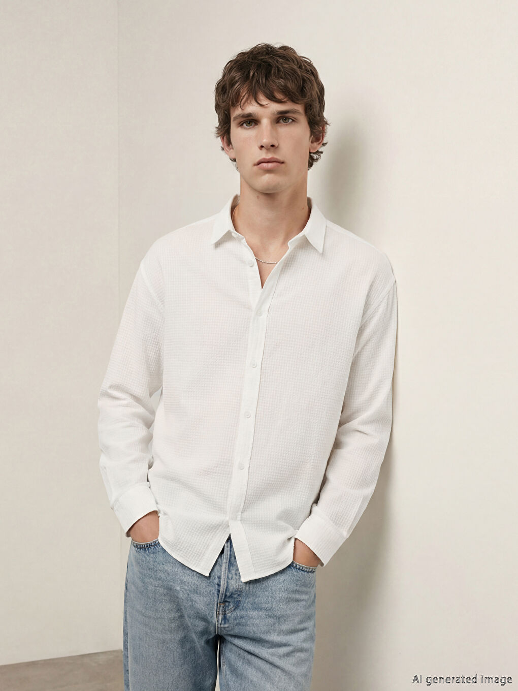 Ekru Regular Fit Erkek Gömlek