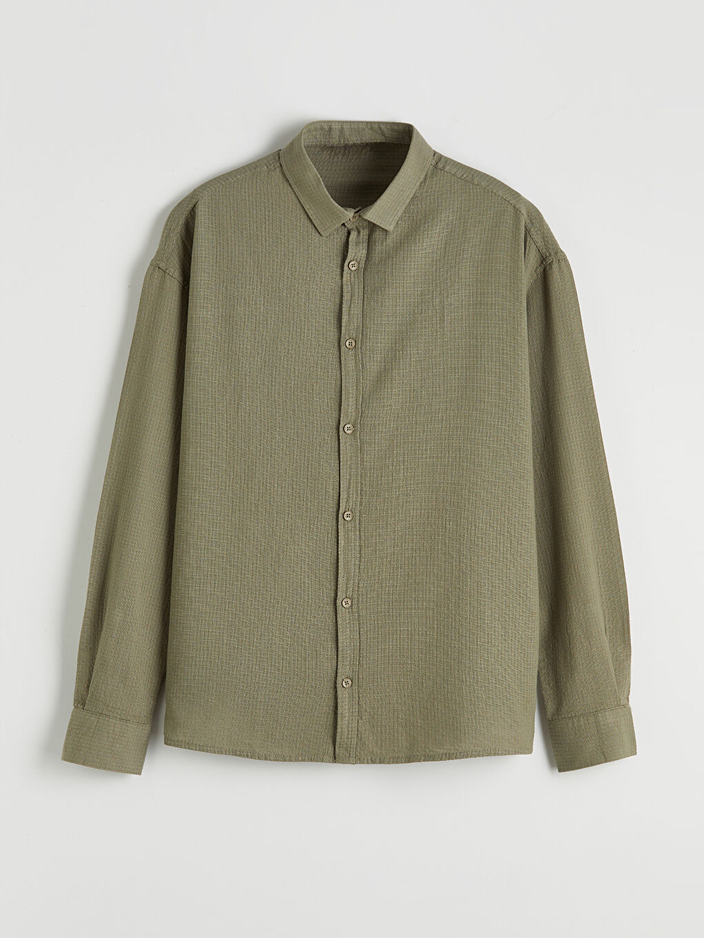 Haki Regular Fit Erkek Gömlek-3