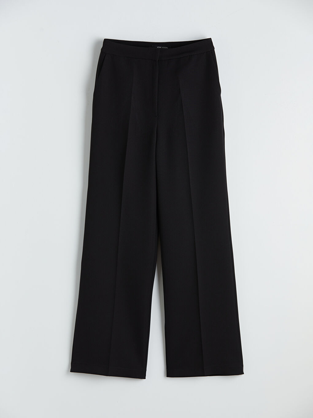 Siyah Yüksek Bel Geniş Paça Kadın Kumaş Pantolon