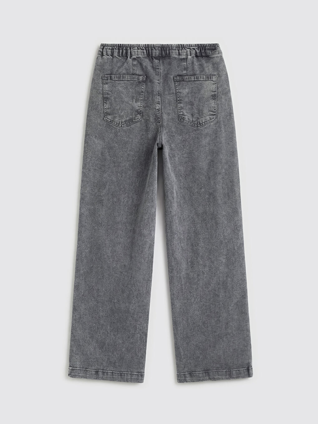 Antrasit Beli Lastikli Wideleg Kadın Jean Pantolon-1