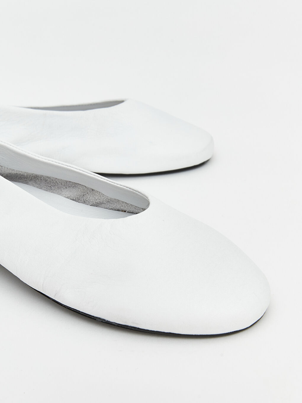 Beyaz Hakiki Deri Kadın Babet-2