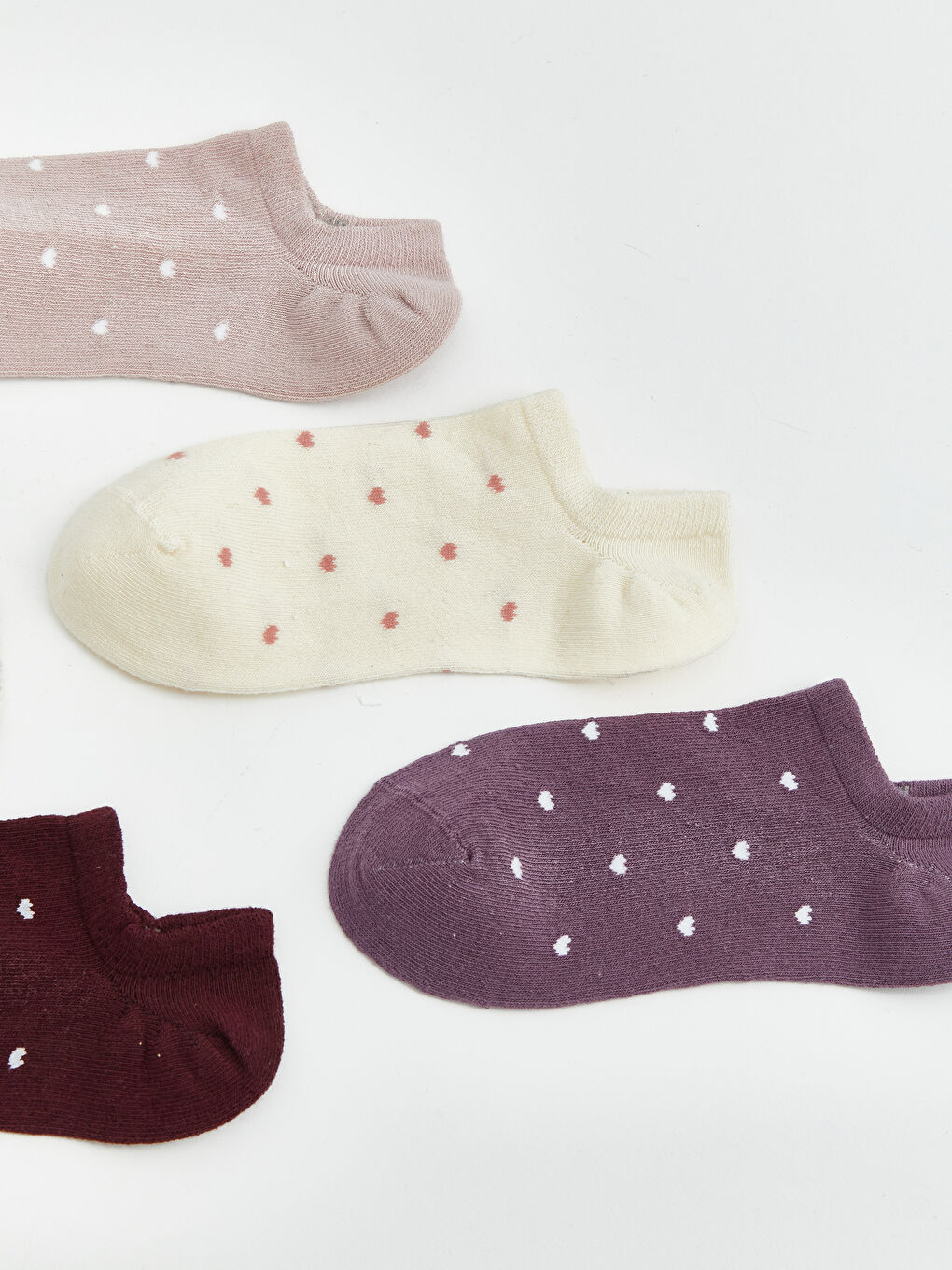 Mor Kalp Desenli Kadın Sneaker Çorap 5'li-1