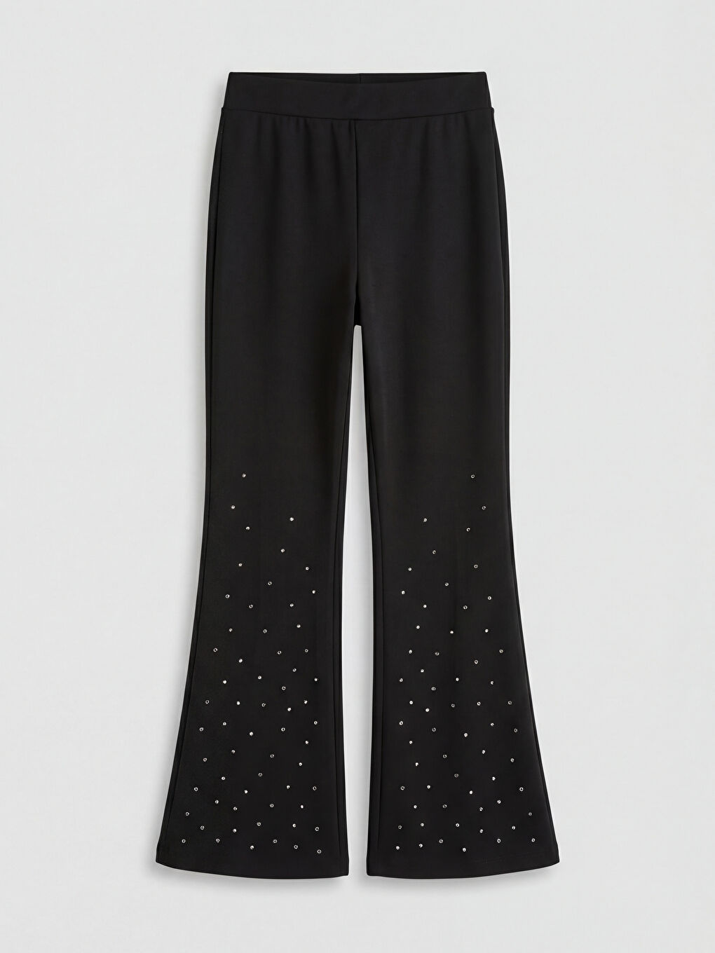 Siyah Taşlı Kız Çocuk İspanyol Paça Soft Touch Tayt