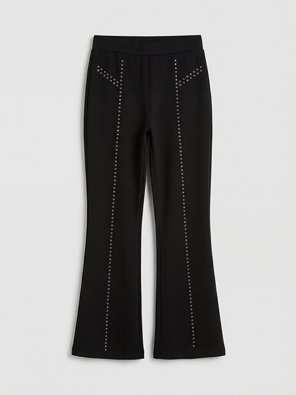 Siyah Taş Detaylı Kız Çocuk İspanyol Paça Tayt