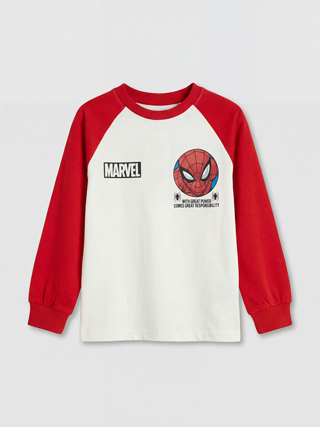 Bej Bisiklet Yaka Spider-Man Baskılı Erkek Çocuk Tişört