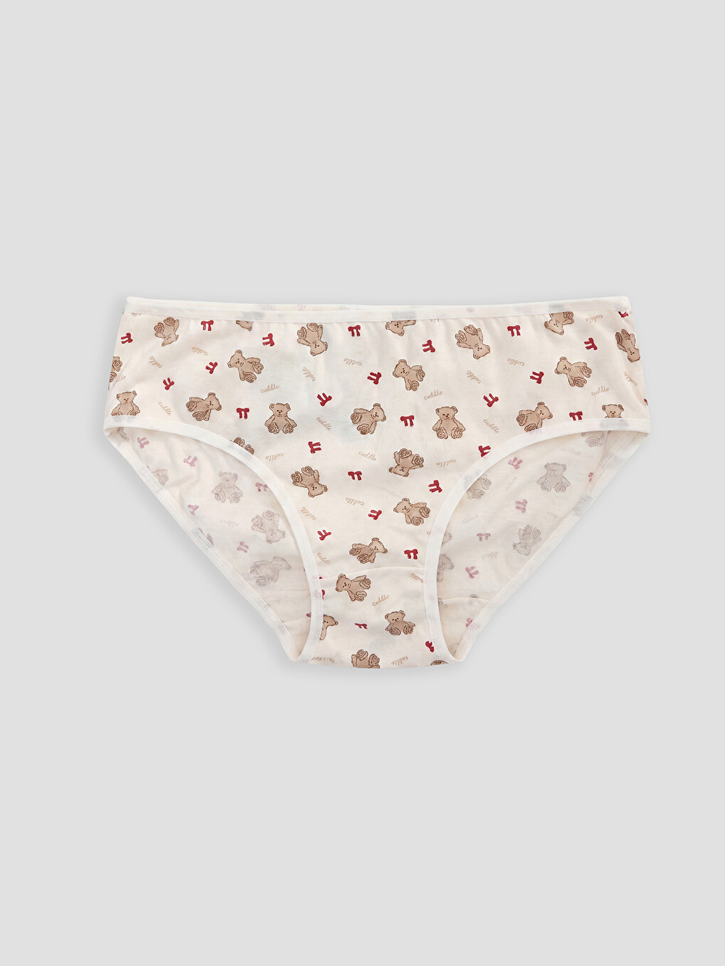 Ekru Ayı Baskılı Kız Çocuk Külot 3'lü-2