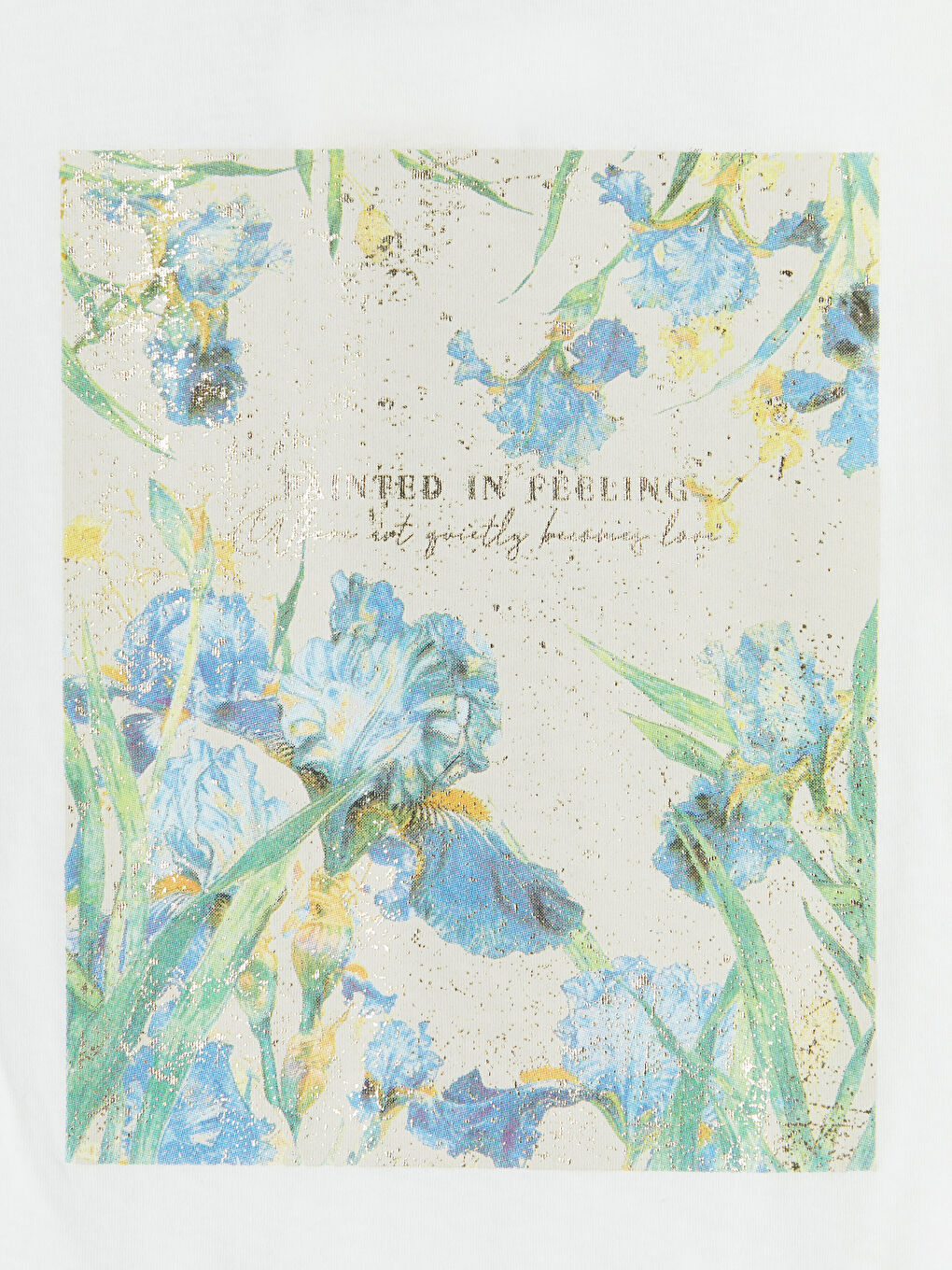 Beyaz Bisiklet Yaka Baskılı Kadın Tişört-2