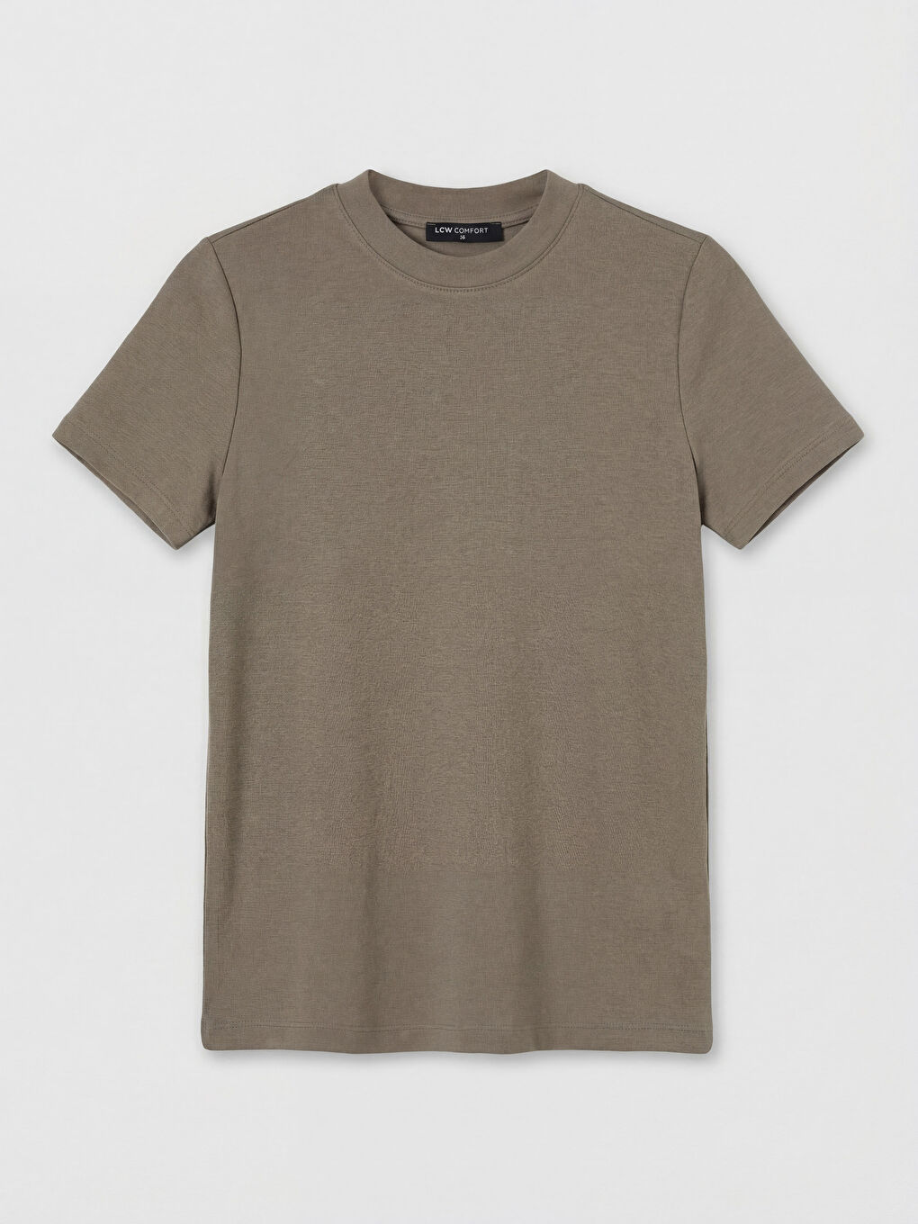 Kahverengi Bisiklet Yaka Soft Touch Kadın Tişört