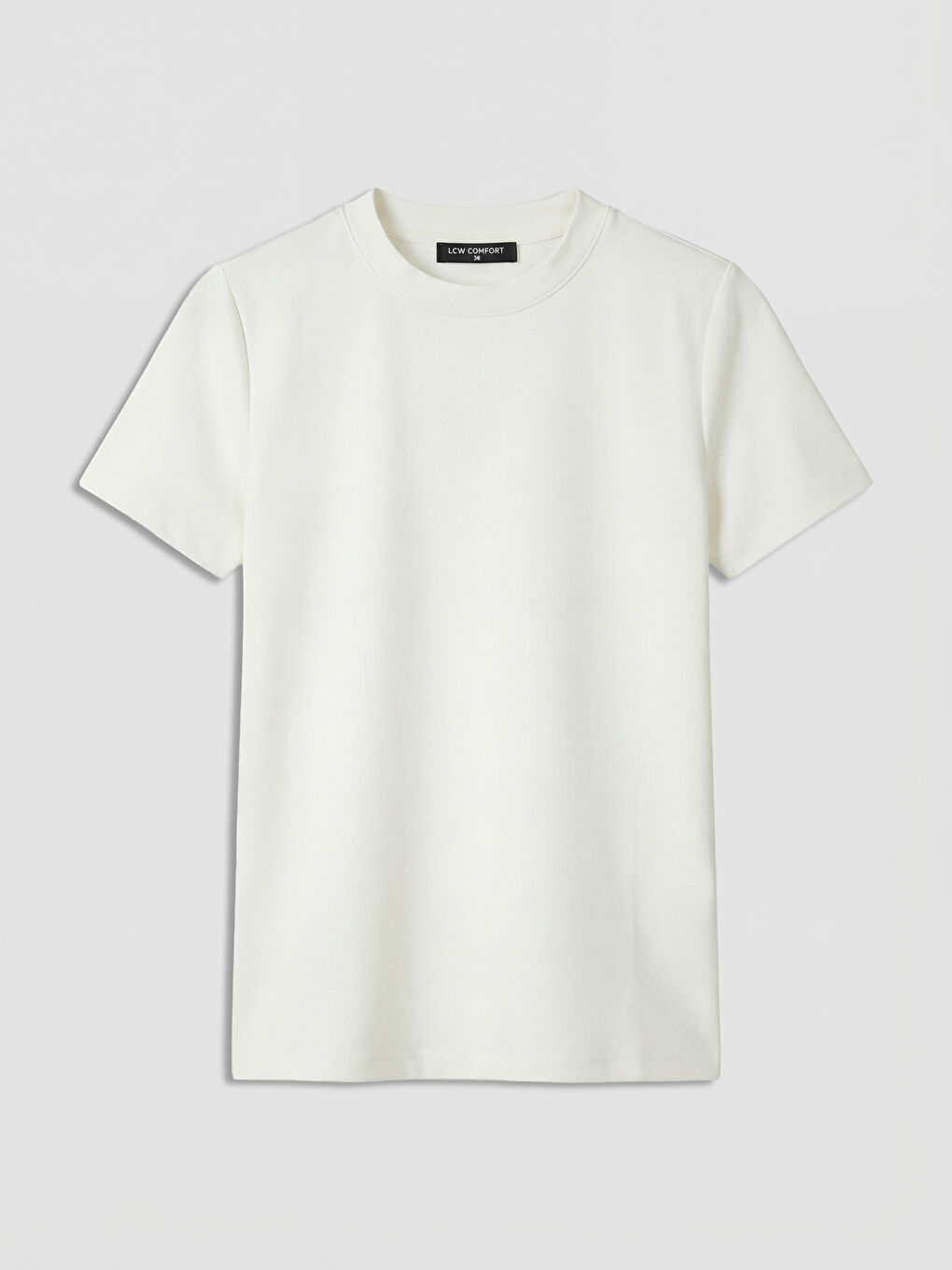 Ekru Bisiklet Yaka Kadın Tişört