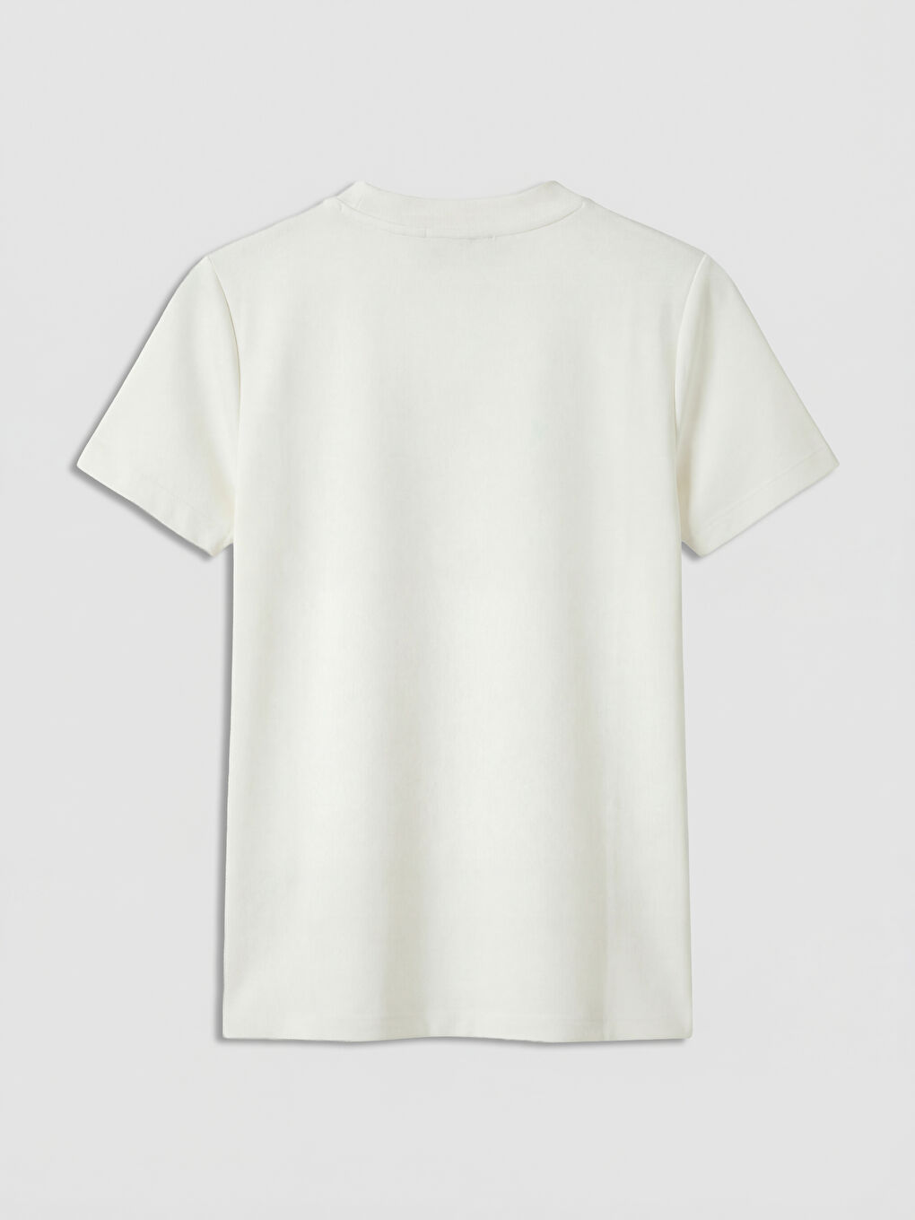 Ekru Bisiklet Yaka Kadın Tişört-1