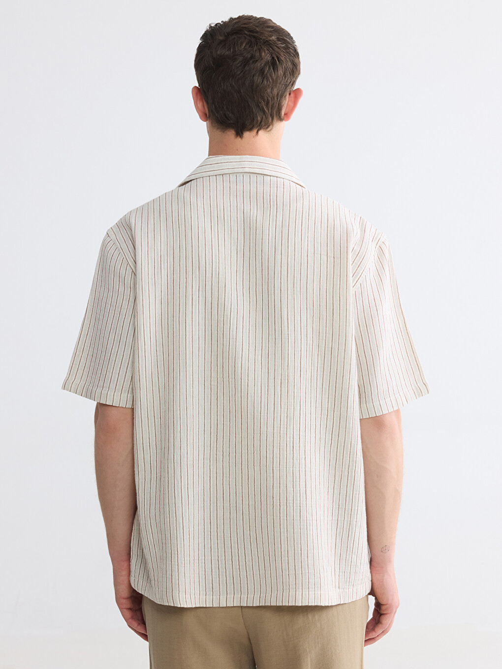 Regular Fit Camp Collar Striped Men's Shirt-3