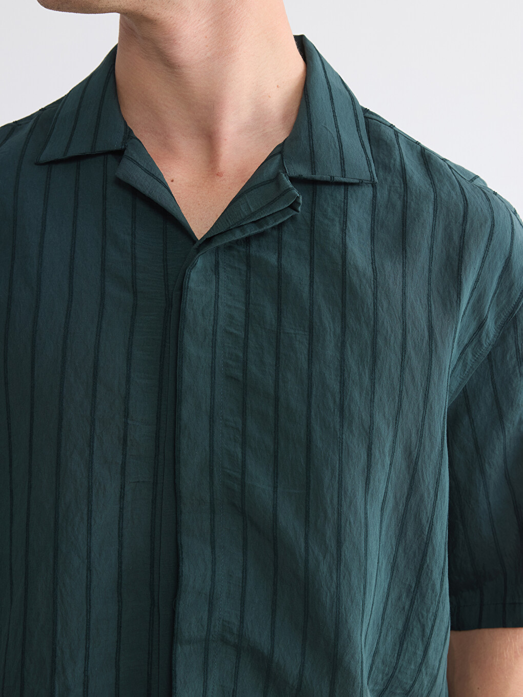 Regular Fit Camp Collar Striped Men's Shirt-2