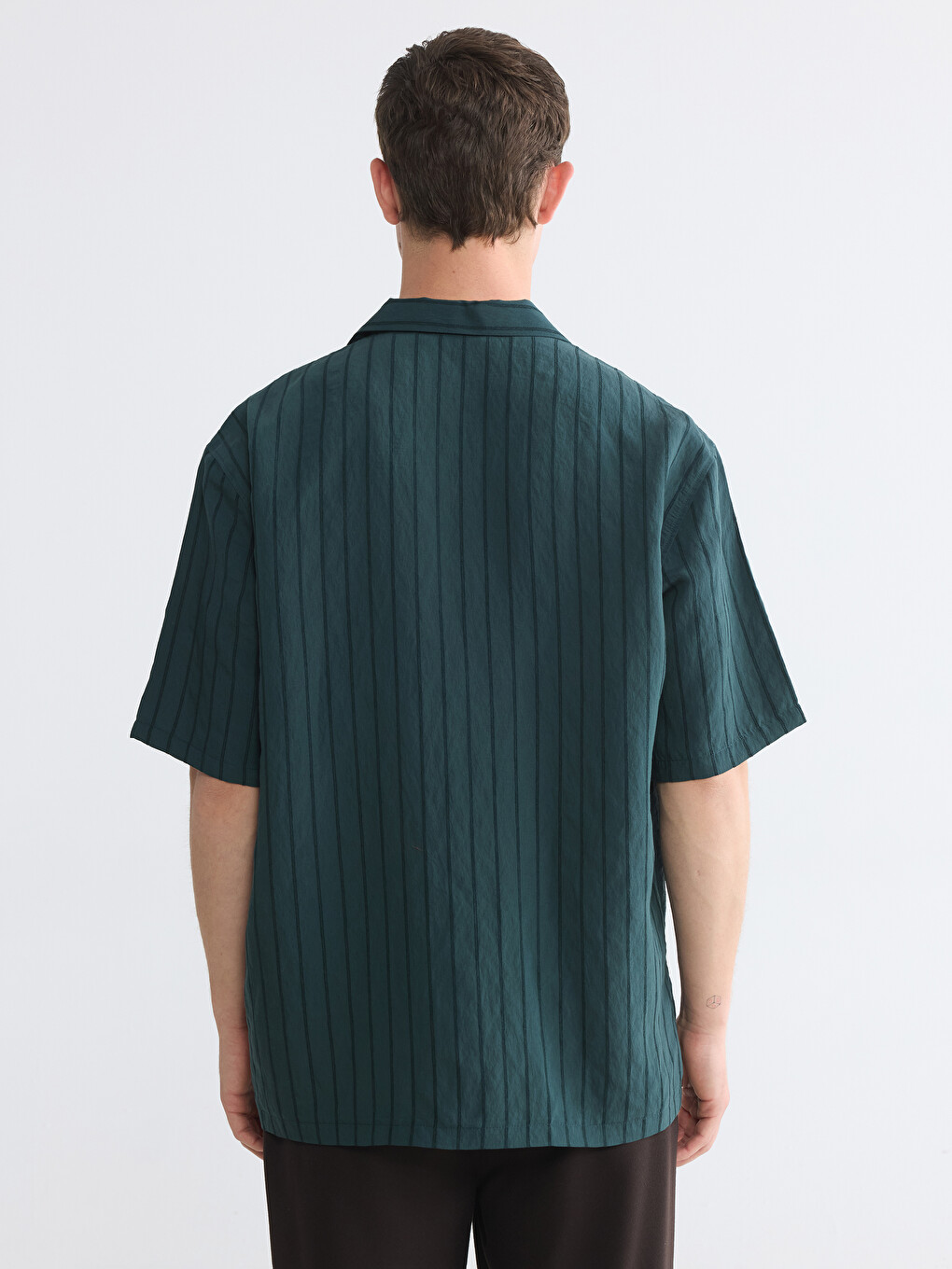 Regular Fit Camp Collar Striped Men's Shirt-3
