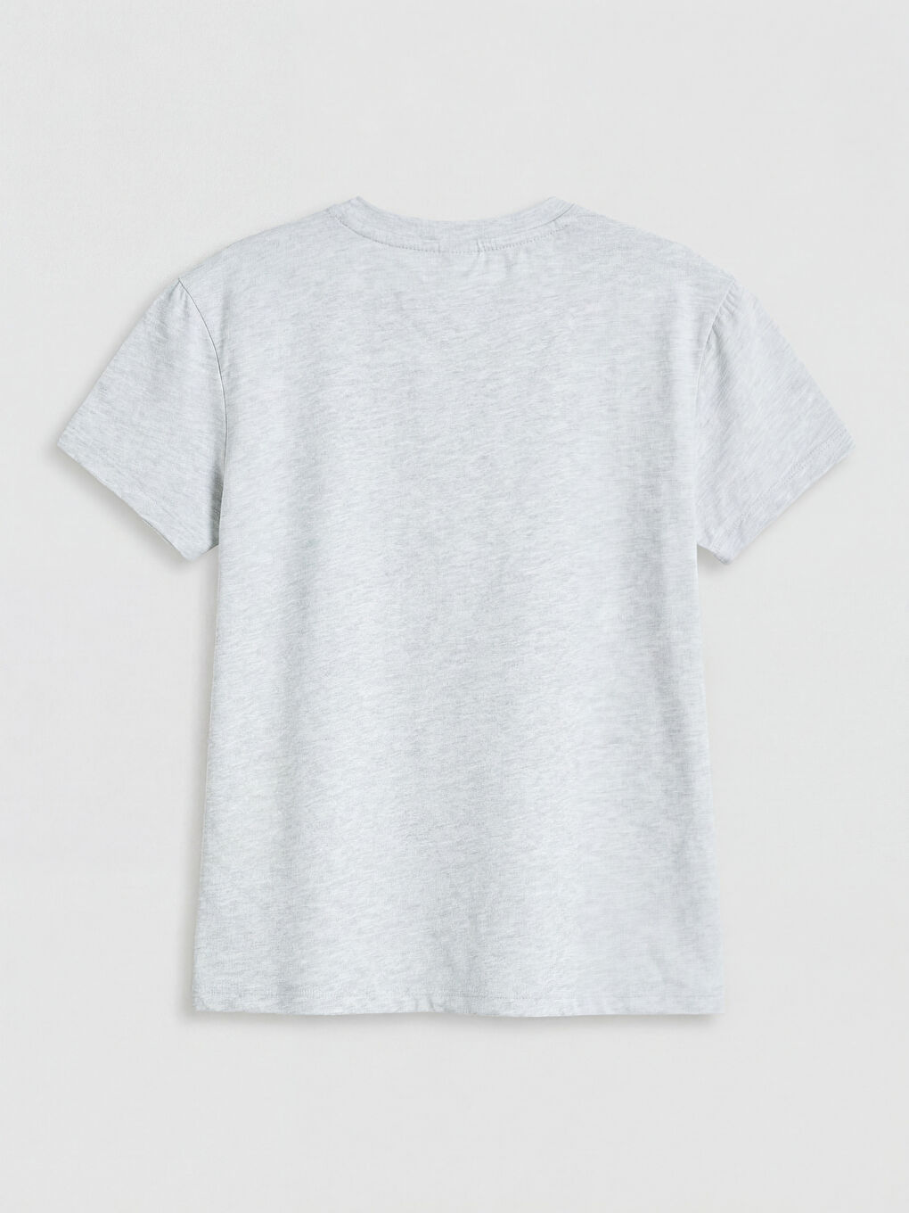 Gri Bisiklet Yaka Taşlı Kız Çocuk Tişört-1