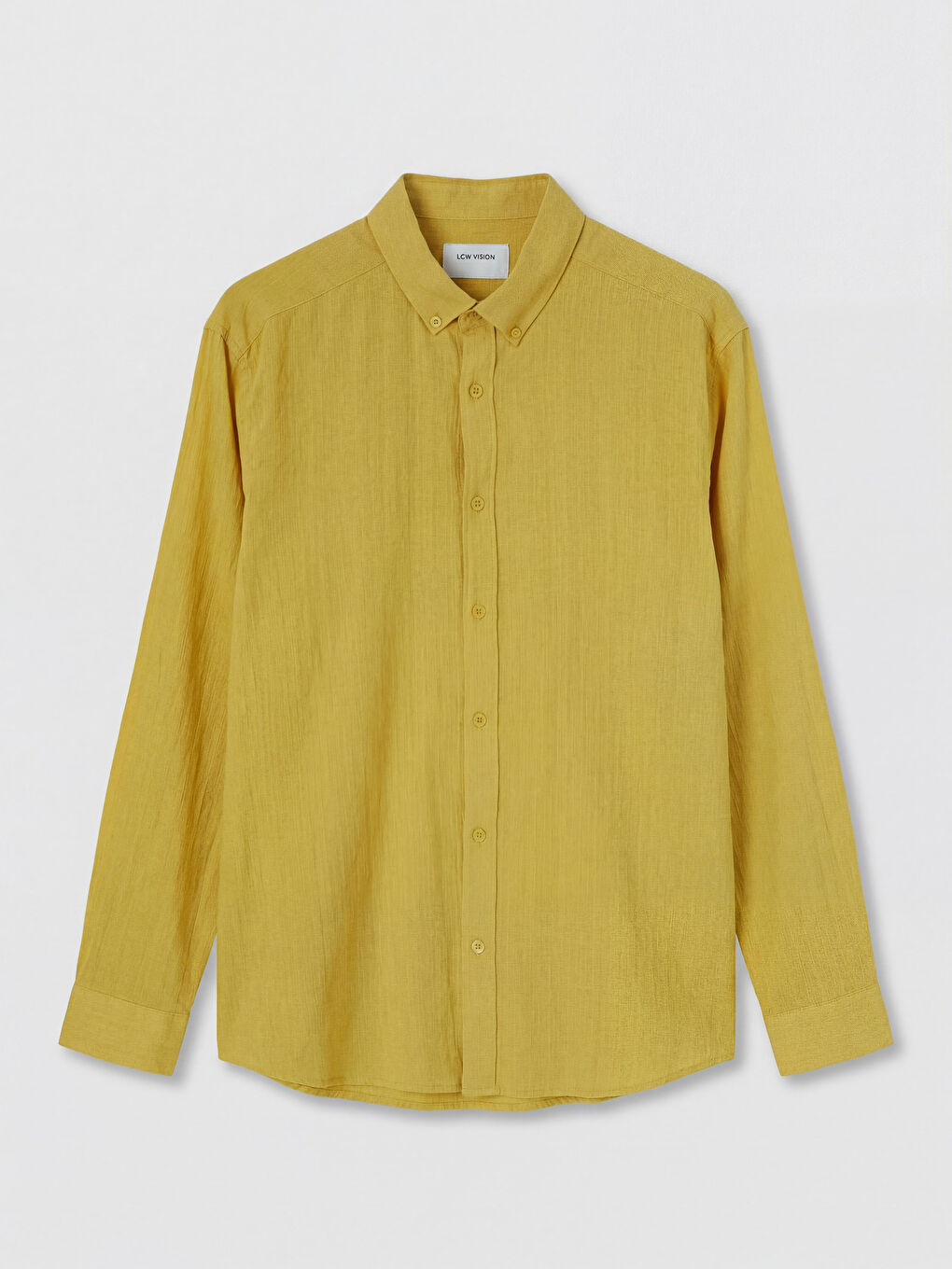 Sarı Regular Fit Erkek Dokulu Gömlek