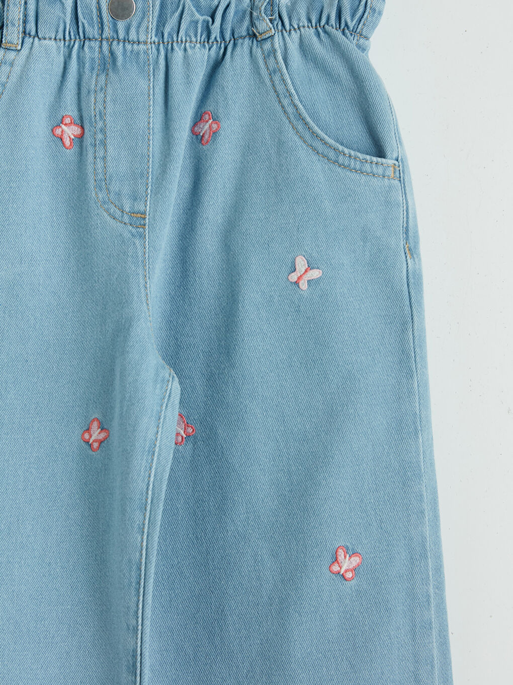 İndigo Nakışlı Kız Çocuk Jean Pantolon-2